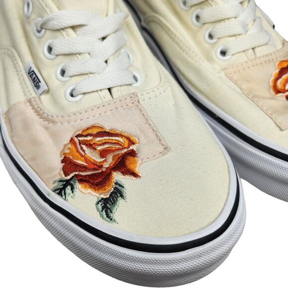 Vans Shoes Mens 10 Cream Floral Rose Embroidered Low Tops Skater Like New main image 10
